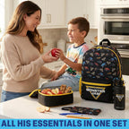 Get Trend Monster Jam Boys Backpack 4 Piece Set | 18 Inch Bookbag With Insulated Lunch Bag, Zipped Pencil Case & Bpa-Free Water Bottle, Back To School Gifts For Kids