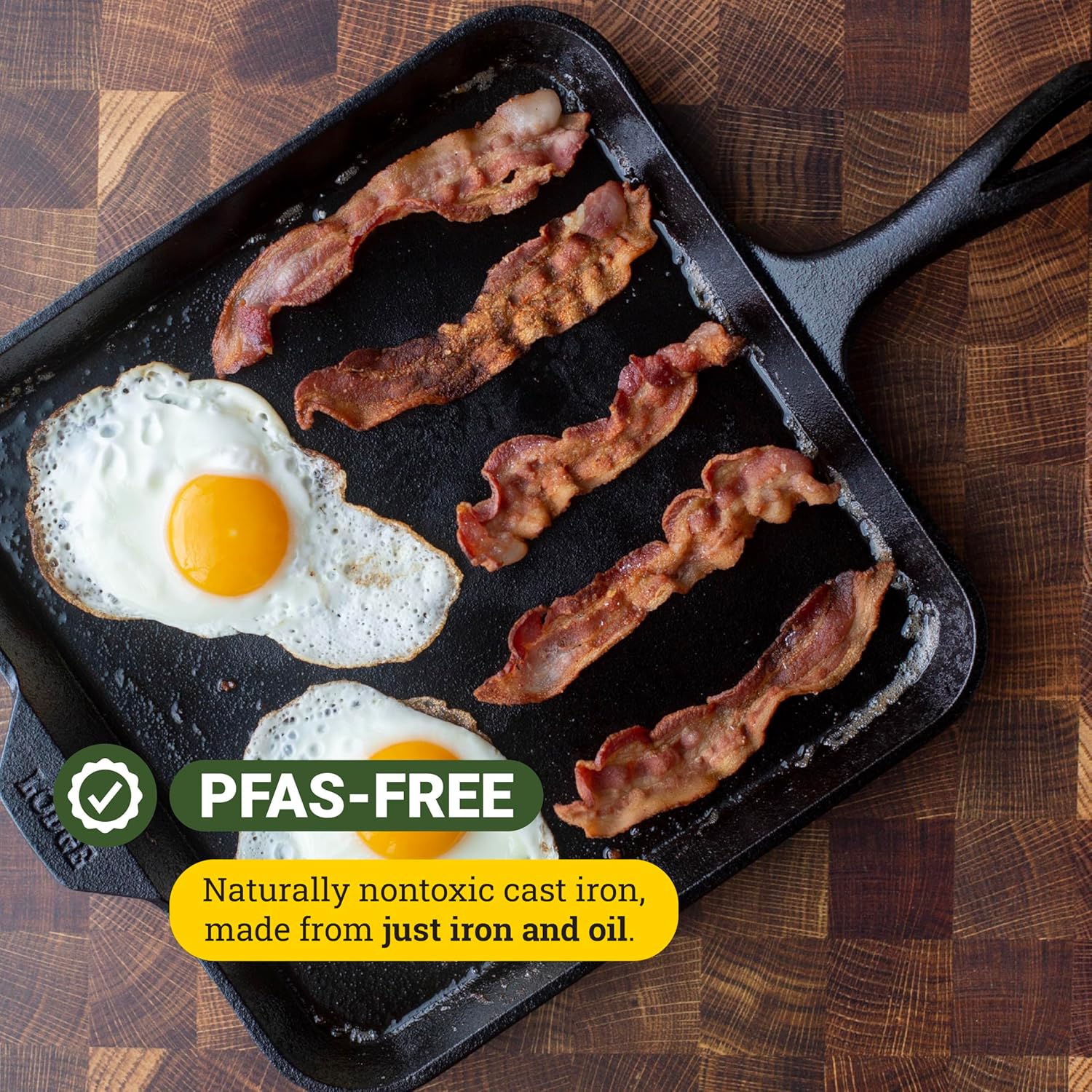 Lodge Seasoned Cast Iron Square Griddle - 11 Inches - Durable Pan - Cast Iron Cookware for Pancakes, Eggs, Bacon & Grilling Favorites