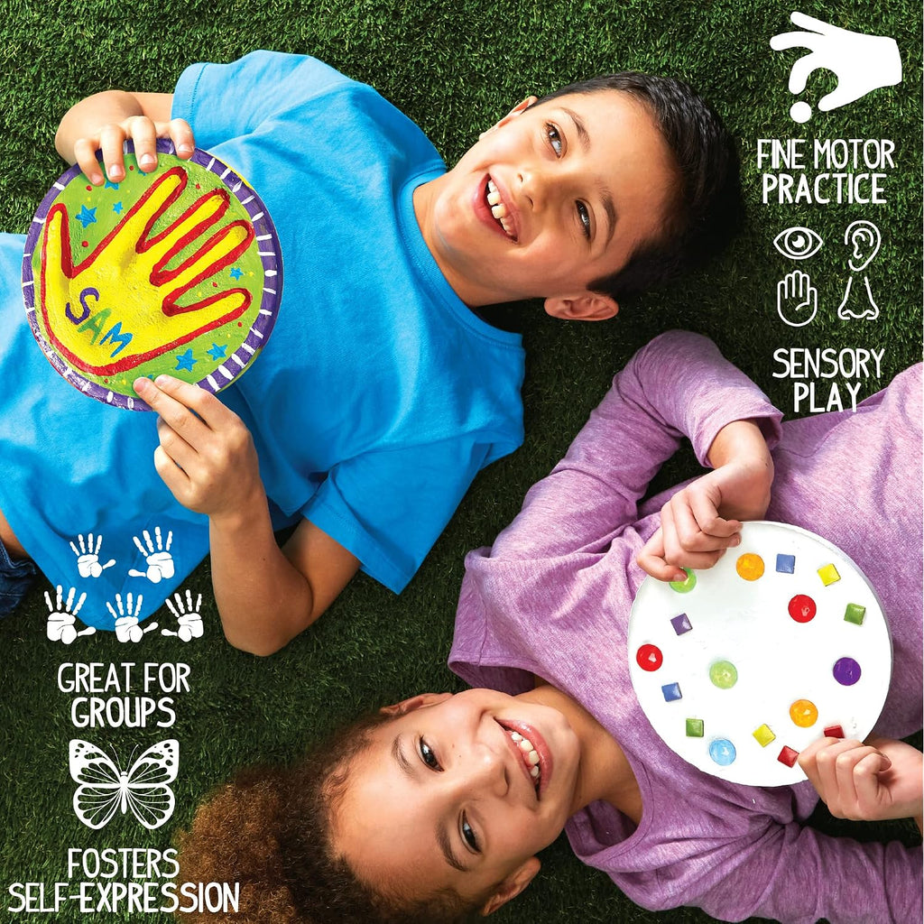 Made By Me Mix & Mold Your Own & Make 4 Diy Personalized Stepping Stones, Great Spring & Summer Weekend Activity, Perfect Keepsake, Birthday Party Idea For Kids Ages 5, 6, 7, 8, 9, Multicolor