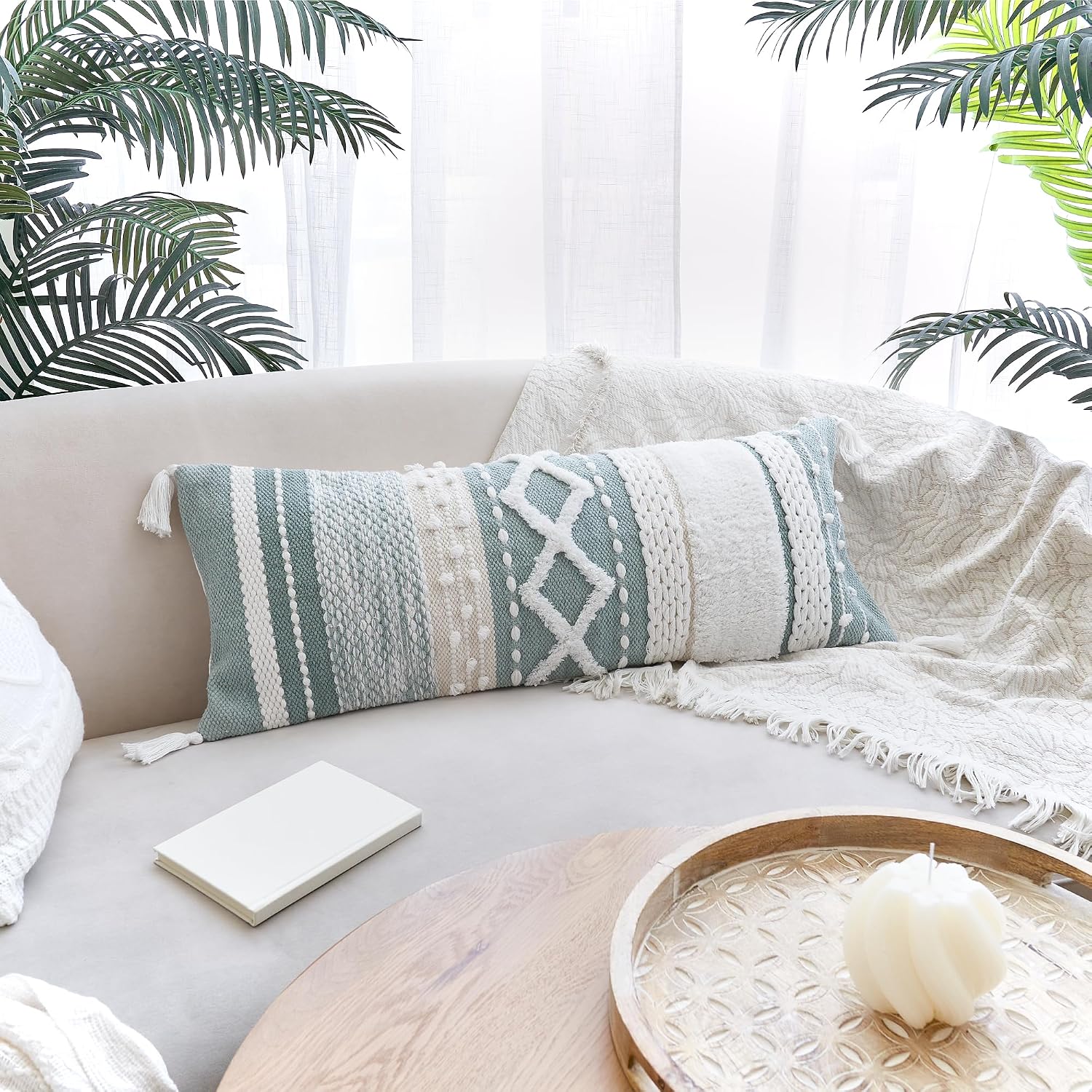 Zicoto Decorative Boho Lumbar Pillow Cover 14X36 – Beautiful Throw Pillow With Soft Texture For Bed, Couch Decor Or As Body Cushion – A Stylish Addition To Your Bedroom