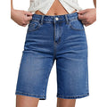 Bermuda Shorts for Women High Waisted Classic Casual Long Jean Shorts Stretchy Denim Jorts with Pockets