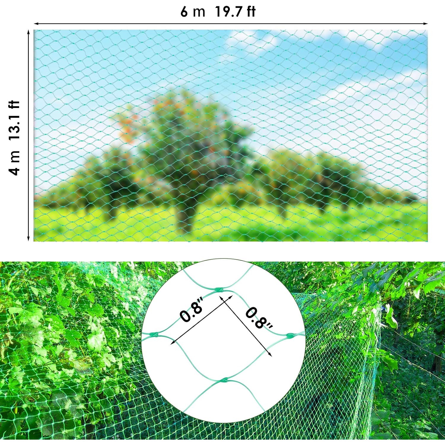 Ruolan Bird Netting For Garden Protect Vegetable Plants And Fruit Trees13X20Ft,Plastic Trellis Netting For Birds, Deer,Squirrels And Other Animals