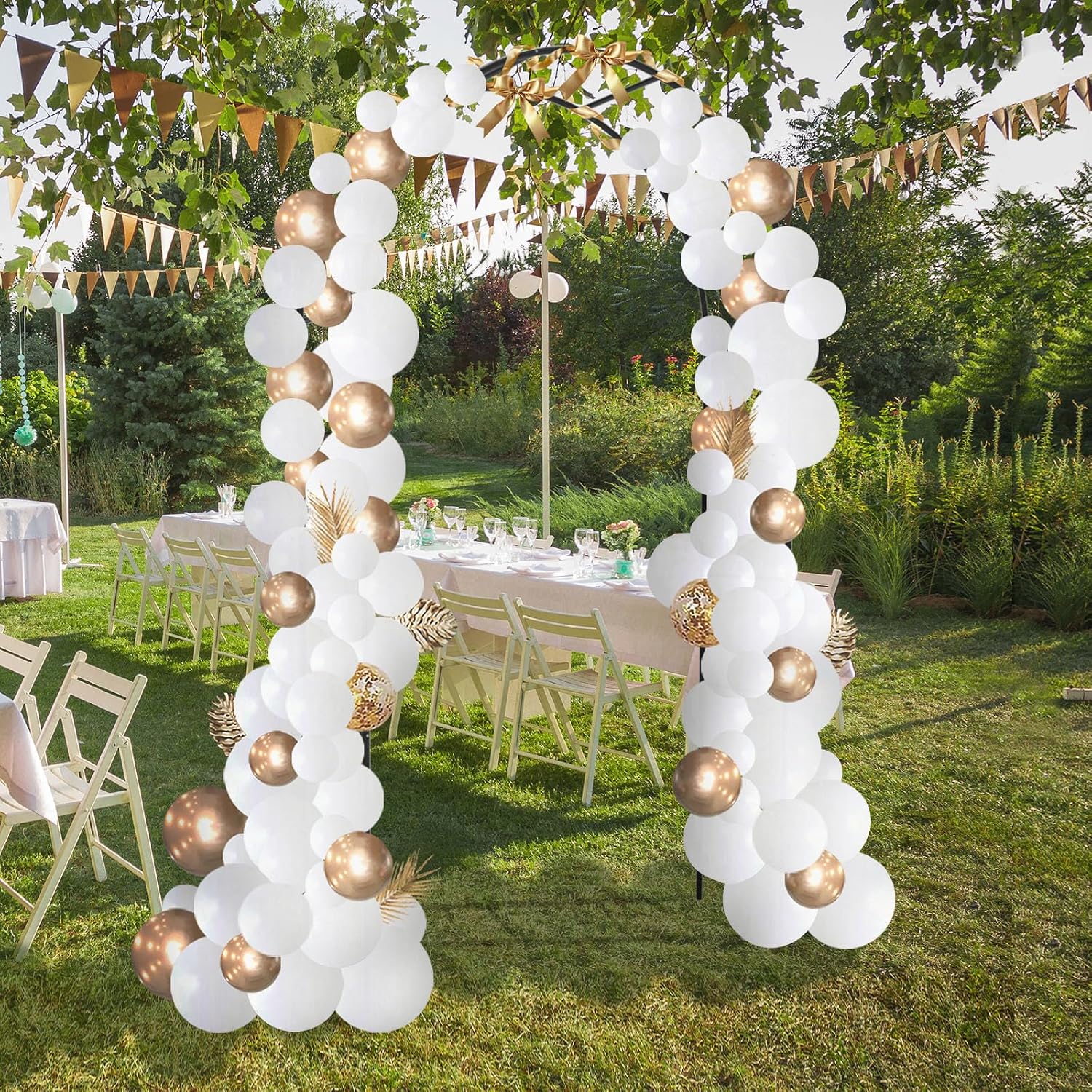Garden Arch Trellis For Climbing Plants Outdoor - Height: 94.5", Length: 55", Sturdy Metal Garden Arbor With Rust-Proof Coating, Garden Arch For Wedding Decorations And Balloon Arch Stand