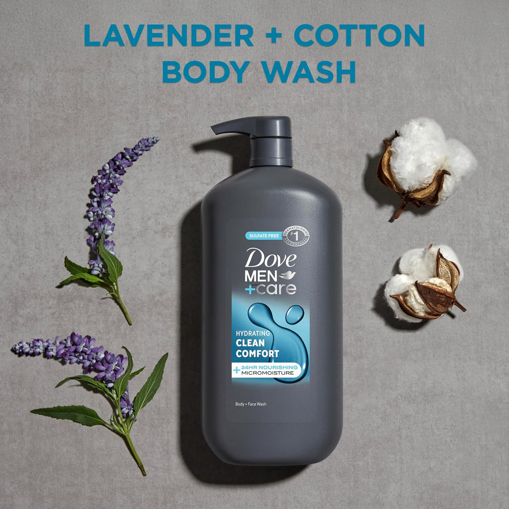 Dove Men + Care Body And Face Wash Hydrating Clean Comfort Men'S Body Wash With 24-Hour Nourishing Micromoisture Technology 30 Oz