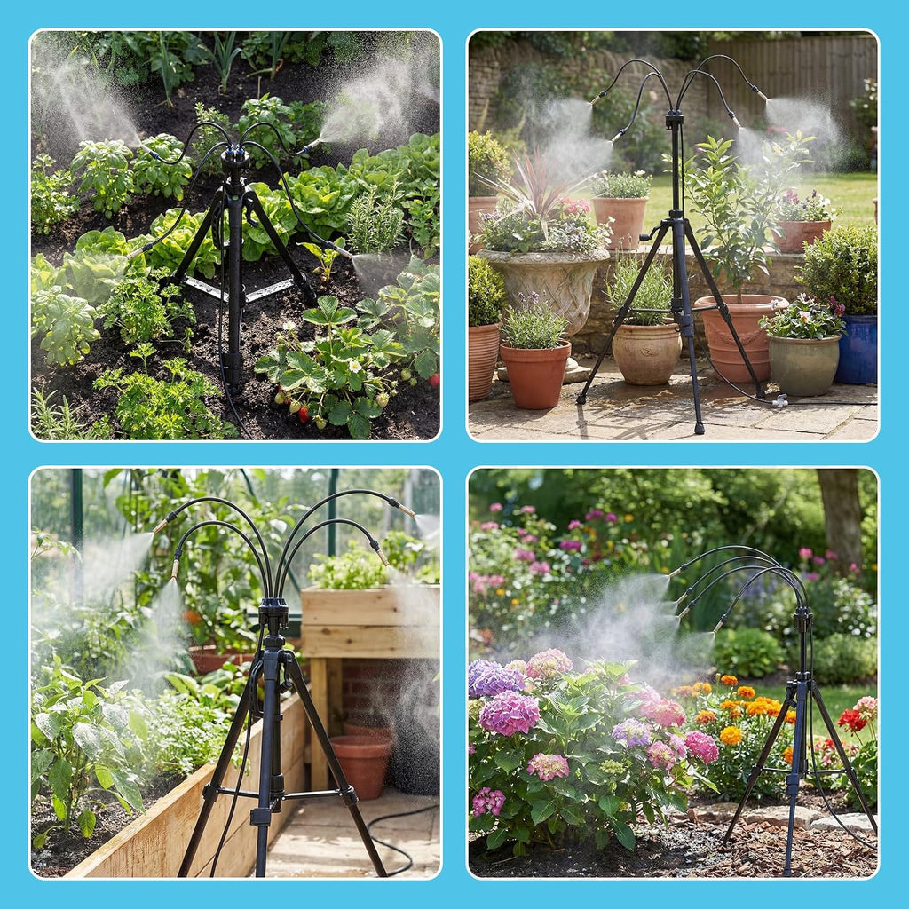 Standing Misters For Outside Patio, 4.8Ft Adjustable Height | Tripod Base, 26Ft Misting Hose, Portable Misting System For Backyard Tanning, Pool, Bbq Cooling & Garden Watering