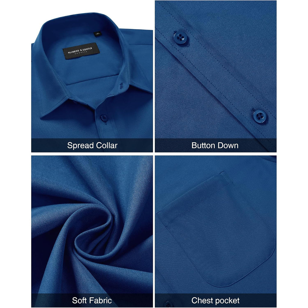 Alimens & Gentle Men'S Short Sleeve Dress Shirts Wrinkle Free Untucked Casual Button Down Shirt