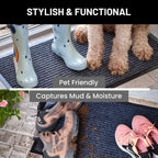 Front Door Mat, Indoor Outdoor Welcome Entryway Doormat, 30X17 Steel Gray | 2-Pack Low-Profile Muddy Doormats Trap Dirt, Mud & Moisture From Shoes & Pet Paws For Inside Outside Porch, Patio & Entryways