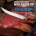 Cutluxe Butcher Knife – 10″ Cimeter Breaking Knife, Razor Sharp Forged High Carbon German Steel, Full Tang Meat Carving Knife, Ergonomic Handle Design, Grilling Gifts for Men – Artisan Series