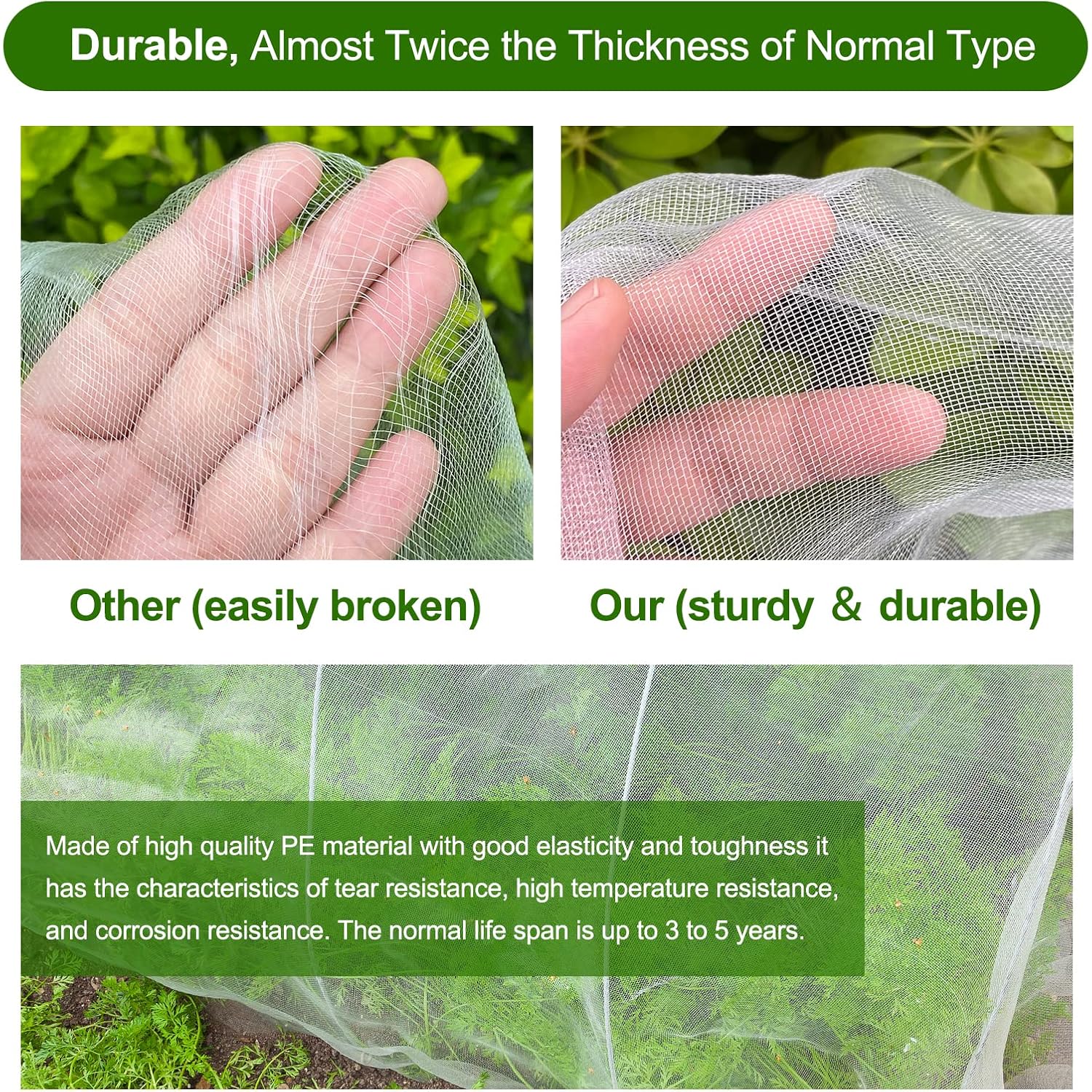 Garden Netting, Jevrench Durable Ultra Fine Garden Netting, Garden Plant Cover Row Cover Makes Plants, Vegetables, Fruits, And Flowers Grow Better (4Ft X 25Ft)
