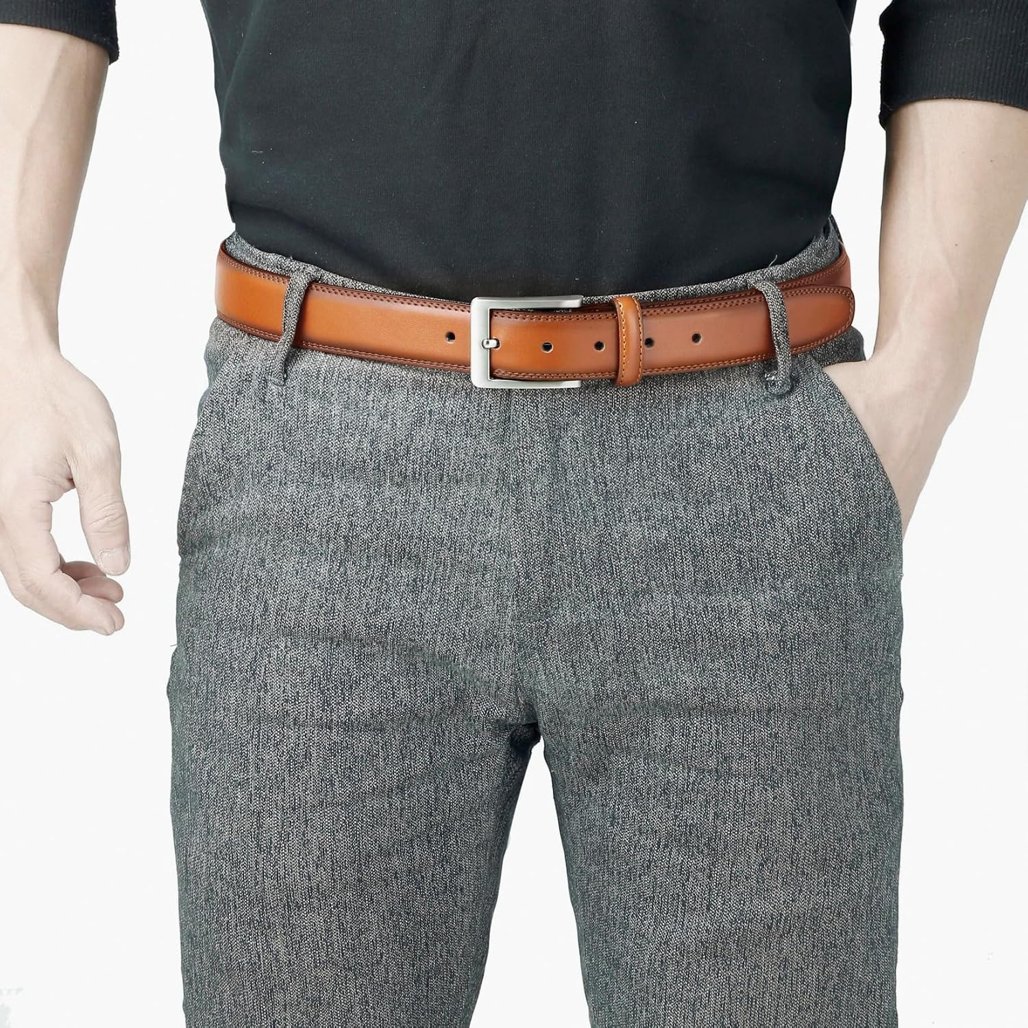 Vatan Men'S Genuine Leather Dress Belts, Handmade Classic Every Day Leather Jeans Belt For Men Work Business Casual