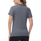 Polo Shirts for Women Short Sleeve Golf Shirts 4-Button Quick Dry Workout Tops Collared for Work Running Tennis
