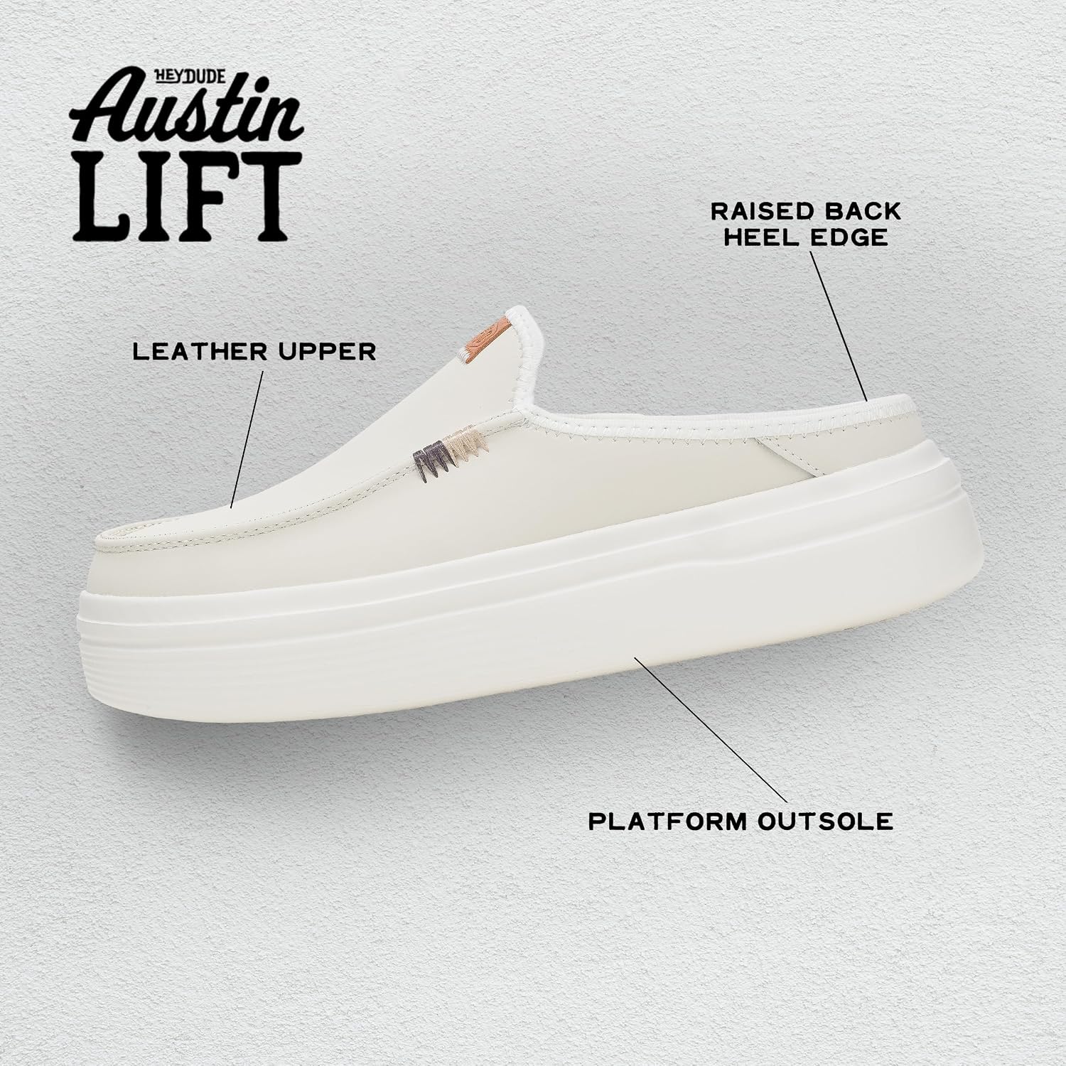 Heydude Women'S Austin Lift Platform Mule | Casual Slip-On Shoes | Lightweight, Comfortable, Stylish Everyday Footwear
