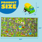 JOYIN Kids Play Rugs - 12 Pull-Back Vehicle Set - Durable Carpet Playmat Rug - City Pretending Play - Toddler Car Track Rug