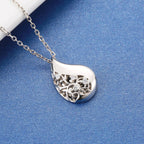 925 Sterling Silver Tree of Life Teardrop Urn Necklace for Ashes Family Tree Keepsake Cremation Pendant Memorial Jewelry for Women