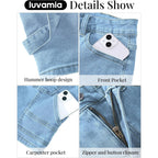 Jean Shorts for Women High Waisted Trendy Casual Utility Stretchy Denim Jorts Cutoff Long Shorts with Pockets