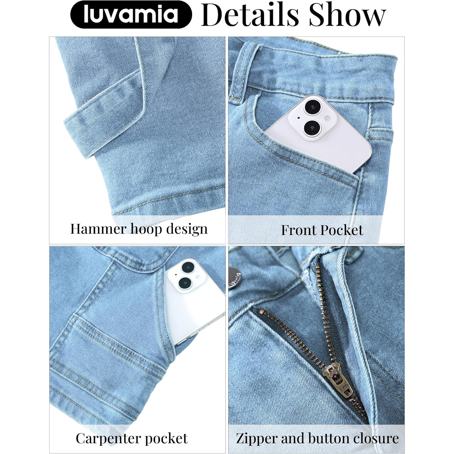 Jean Shorts for Women High Waisted Trendy Casual Utility Stretchy Denim Jorts Cutoff Long Shorts with Pockets