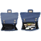 Women Small Shoulder Bags Quilted Crossbody Distressed Jean Denim Purse Evening Bag Clutch Handbag | Distressed Denim, Chic Chain Strap, Secure Twist-Lock, Multiple Pockets, Versatile Wear