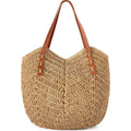 Beach Bags For Women - Straw Bag With Zipper, Soft Woven Beach Bag, Casual Straw Shoulder Bag For Daily Use