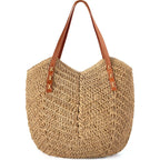 Beach Bags For Women - Straw Bag With Zipper, Soft Woven Beach Bag, Casual Straw Shoulder Bag For Daily Use