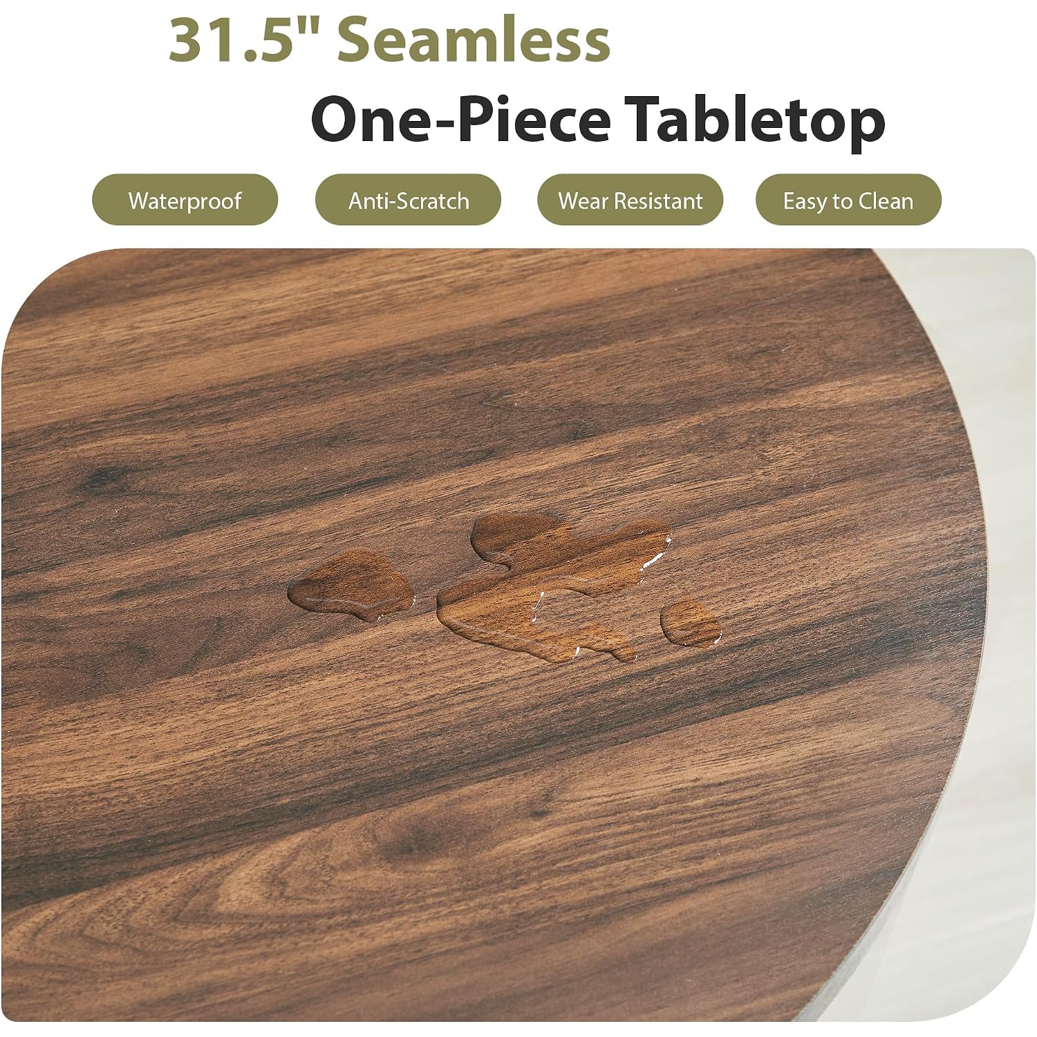 31.5" Round Dining Table For 2-4, Modern Farmhouse Kitchen Table With 2-Tier Storage Shelf, Small Wooden Circle Dining Tables With Fluted Base For Home Dining Room Living Room (Walnut)