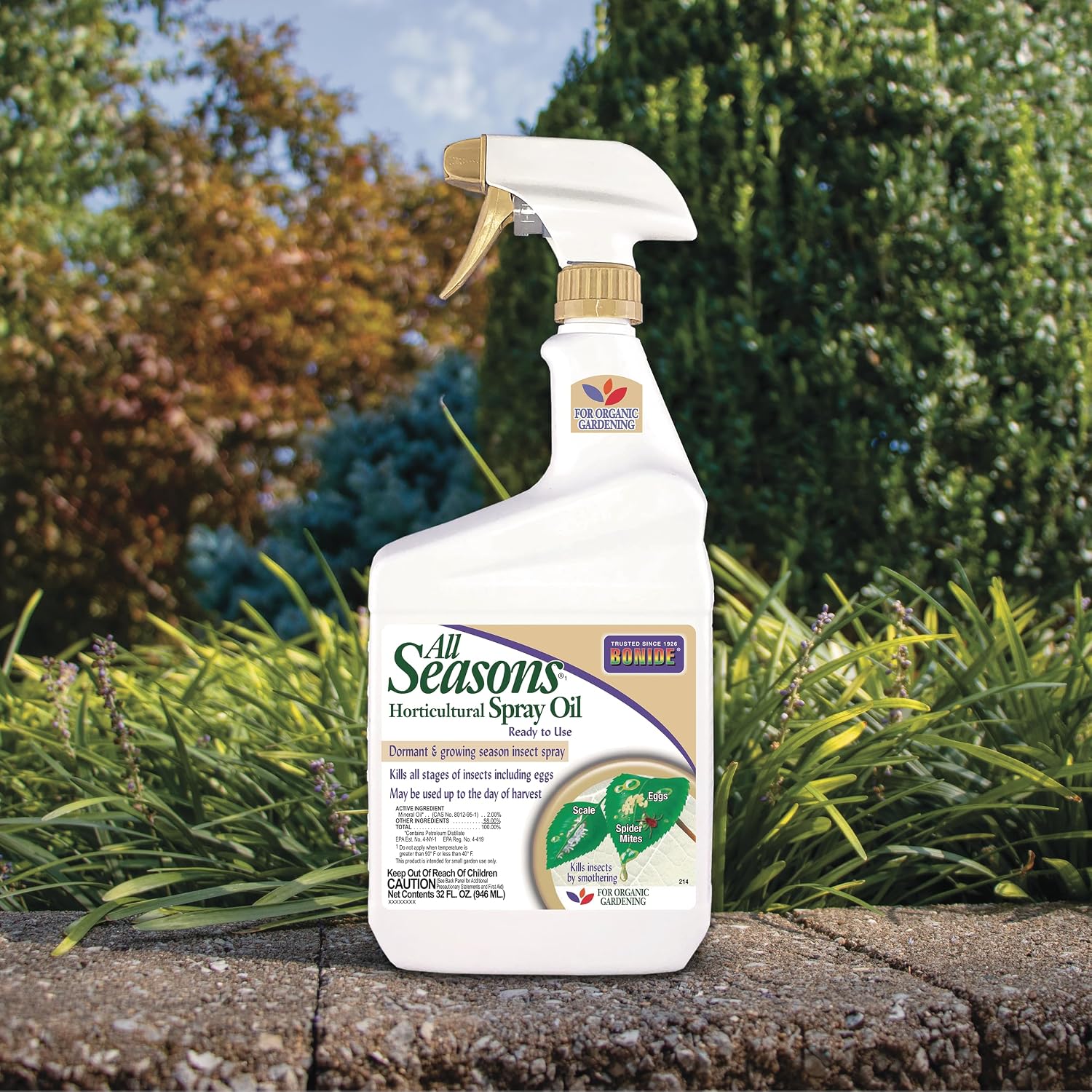 Bonide All Seasons Horticultural & Dormant Spray Oil, 32 Oz | Ready-To-Use Spray, Disease Prevention, Insect Killer, For Organic Gardening
