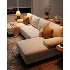 U-Shaped Sectional Couches For Living Room | 112 Inch Modern Sectional Couch | Warm White Chenille Sofa With Double Chaise For Apartment