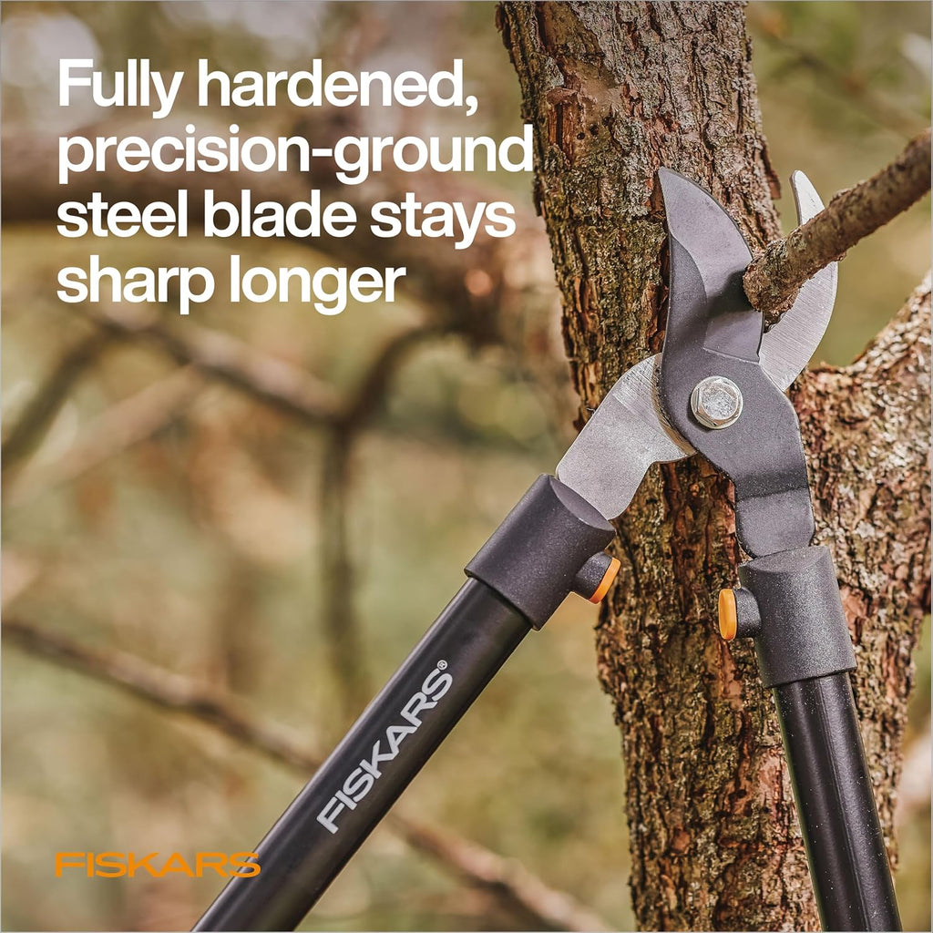Fiskars 28" Loppers For Tree Trimming, Heavy Duty, Rust-Resistant Sharp Bypass Steel Blade Loppers, Branch Cutter Up To 1.5" Diameter Cut Capacity, Shock-Absorbing Handle, Garden Tools