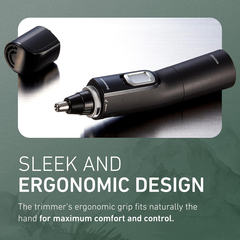Panasonic Ear and Nose Hair Trimmer for Men with Vacuum Cleaning System, Powerful Motor and Dual-Edge Blades for Smoother Cutting, Wet/Dry – ER-GN70-K (Black)