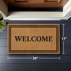 Barnyard Designs Natural Coco Coir Heavy Duty Backing Doormat - Large Cute Non-Slip Front Door Welcome Mat For Outside Entrance Or Porch Entry, Brown (17X30, Welcome)