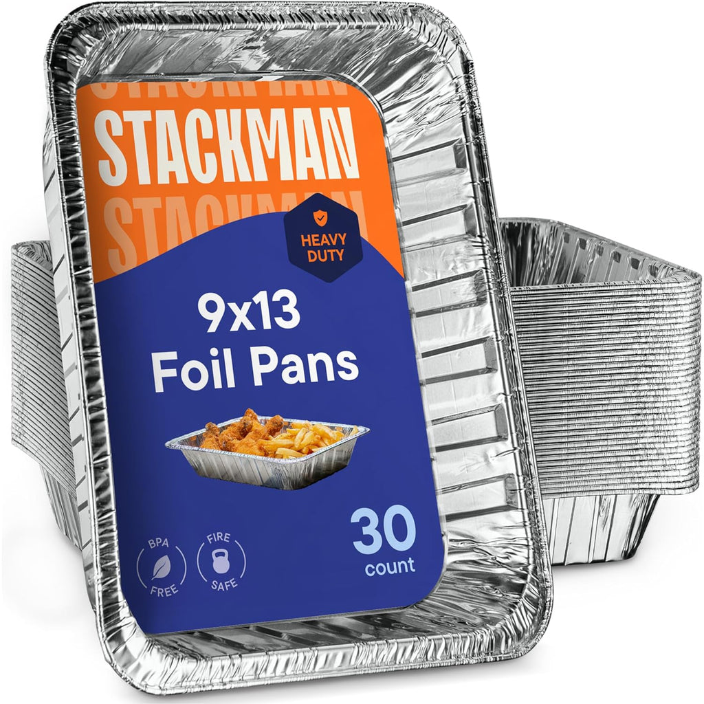 Aluminum Pans 9x13 Disposable Aluminum Foil Pans [30-Pack] Large Baking Pan Trays - Heavy Duty Tin Tray Half Size Chafing Dishes. Food Containers for Roasting, Cooking, Heating or Steam Table