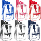 Moda West 24 Pack 17Inch Wholesale Bulk Clear Backpack In 6 Assorted Color