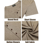 Coofandy Men'S Henley Shirts Short Sleeve Casual Basic Tee Summer Button Henley Soild T Shirts