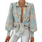 Summer Blouses for Women Dressy Casual 2026 Long Sleeve Button Down Shirt V Neck Boho Spring Tops Fashion Clothing