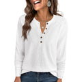 Anrabess Women'S Long Sleeve Waffle Knit Shirts Dressy Casual Loose Button Up V Neck Henley Tops 2026 Fall Basic Tee Blouse