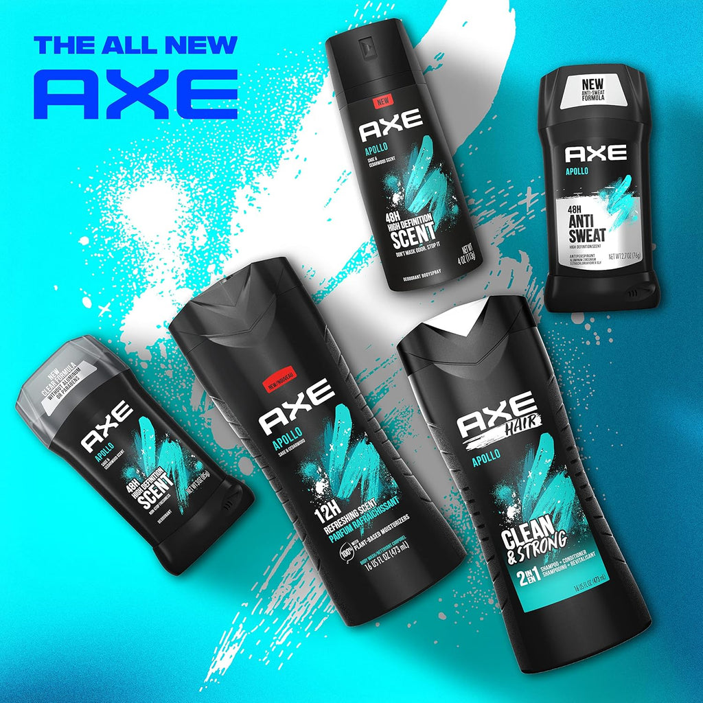 Axe Sage & Cedarwood Body Wash Apollo 4 Count For Long Lasting Freshness Men'S Body Wash With Odor-Busting Prebiotics 16 Oz