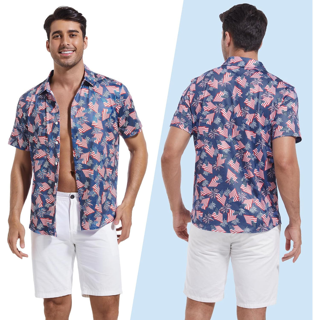 Mens Hawaiian Shirts Regular Fit Short Sleeve Casual Button Down Summer Tropical Beach Shirts