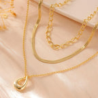 NECOCY Layered Gold Necklaces for Women, Trendy 14k Gold/Silver Plated Pendant Necklace Stack Simple Herringbone Chain Choker Set Gold Jewelry Gifts