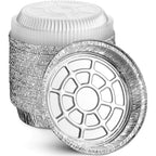 MontoPack 9” Round Aluminum Foil Pans with Clear Lids | Disposable Containers with Straight Walls for Storing, Baking, Meal Prep & Reheating | Freezer & Oven Safe, Recyclable | 40 Pack of Tins