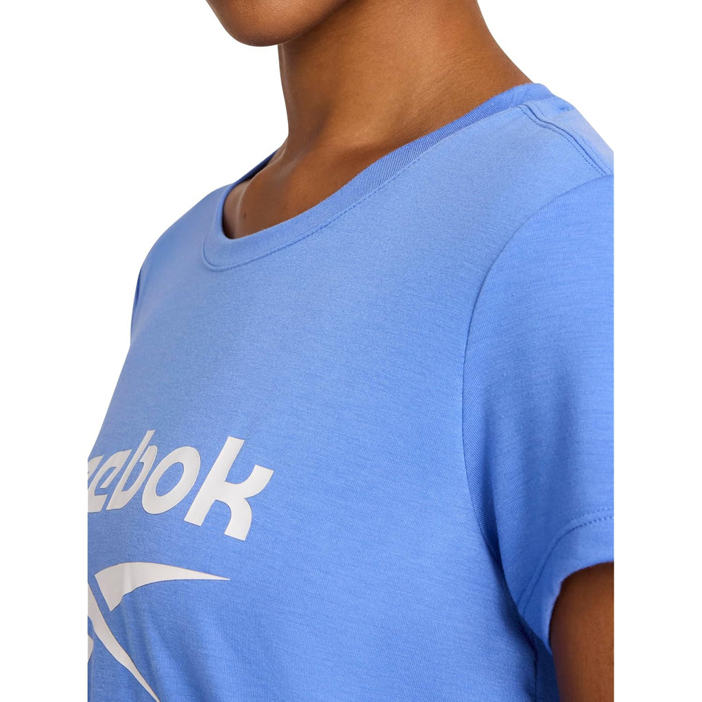 Reebok Women's Crewneck T-Shirt, Standard Fit, Lightweight Stretch Poly Soft Jersey Fab Ultramarine