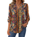 Womens Roll Up Long Sleeve Tops V Neck Shirts Dressy Casual Work Blouses S-2XL