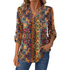 Womens Roll Up Long Sleeve Tops V Neck Shirts Dressy Casual Work Blouses S-2XL