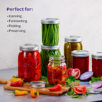 SEWANTA Wide Mouth Mason Jars 32 oz [4 Pack] With Mason Jar Lids and Bands, Mason Jars 32 oz - For Canning, Fermenting, Pickling - Jar Decor - Microwave/Dishwasher Safe.