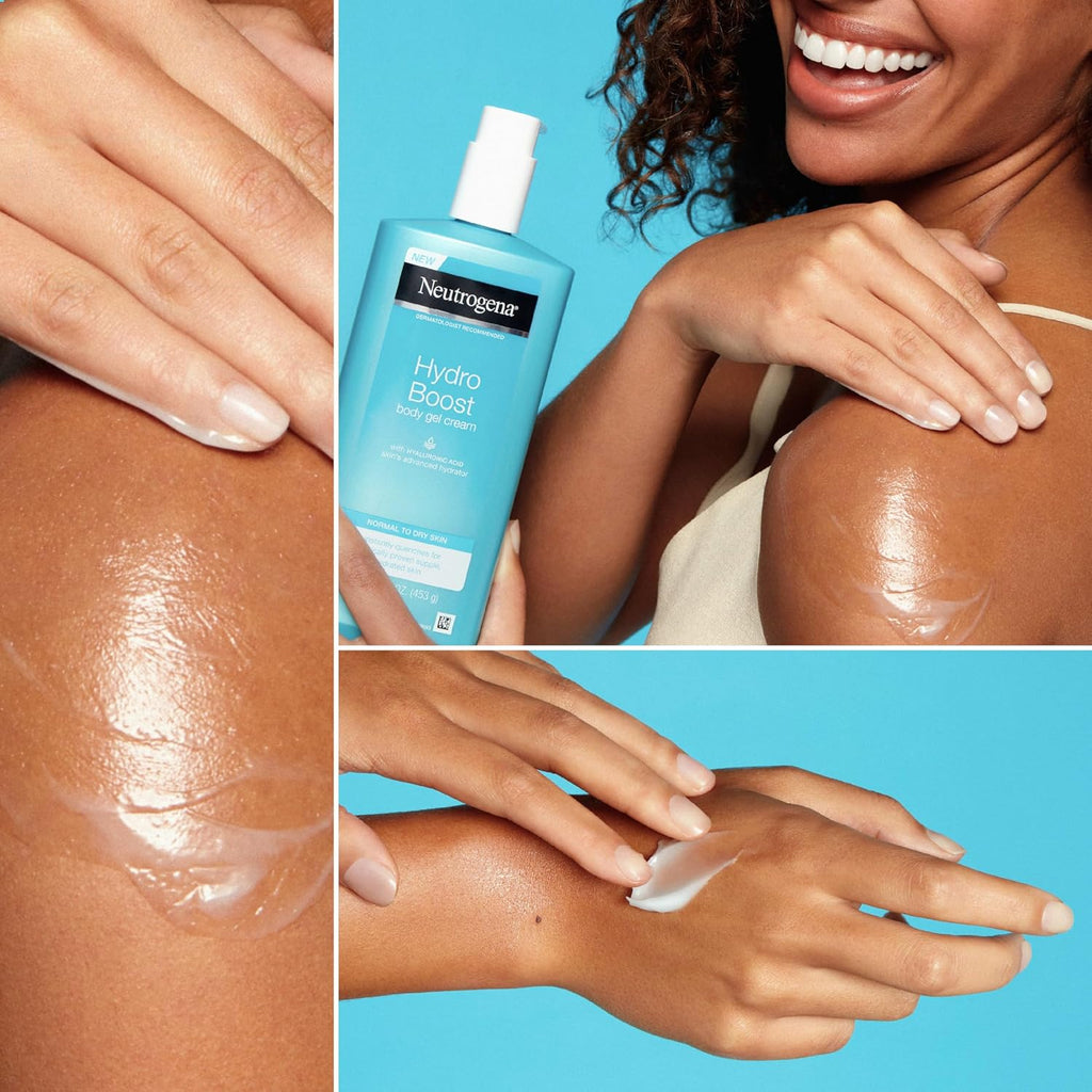 Neutrogena Hydro Boost Body Gel Cream, Hydrating Body Lotion With Hyaluronic Acid For Normal To Dry Skin, Lightweight Fragrance-Free Hyaluronic Acid Moisturizer, 16 Oz