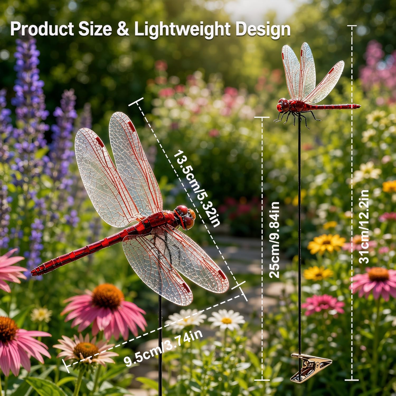 8 Pack 3D Dragonfly Clips, Realistic Fake Dragonflies With Stakes