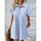 Zeagoo Womens Cotton Shirt Dress Summer Casual Short Sleeve Button Down Beach Cover Up Shirts With Pockets