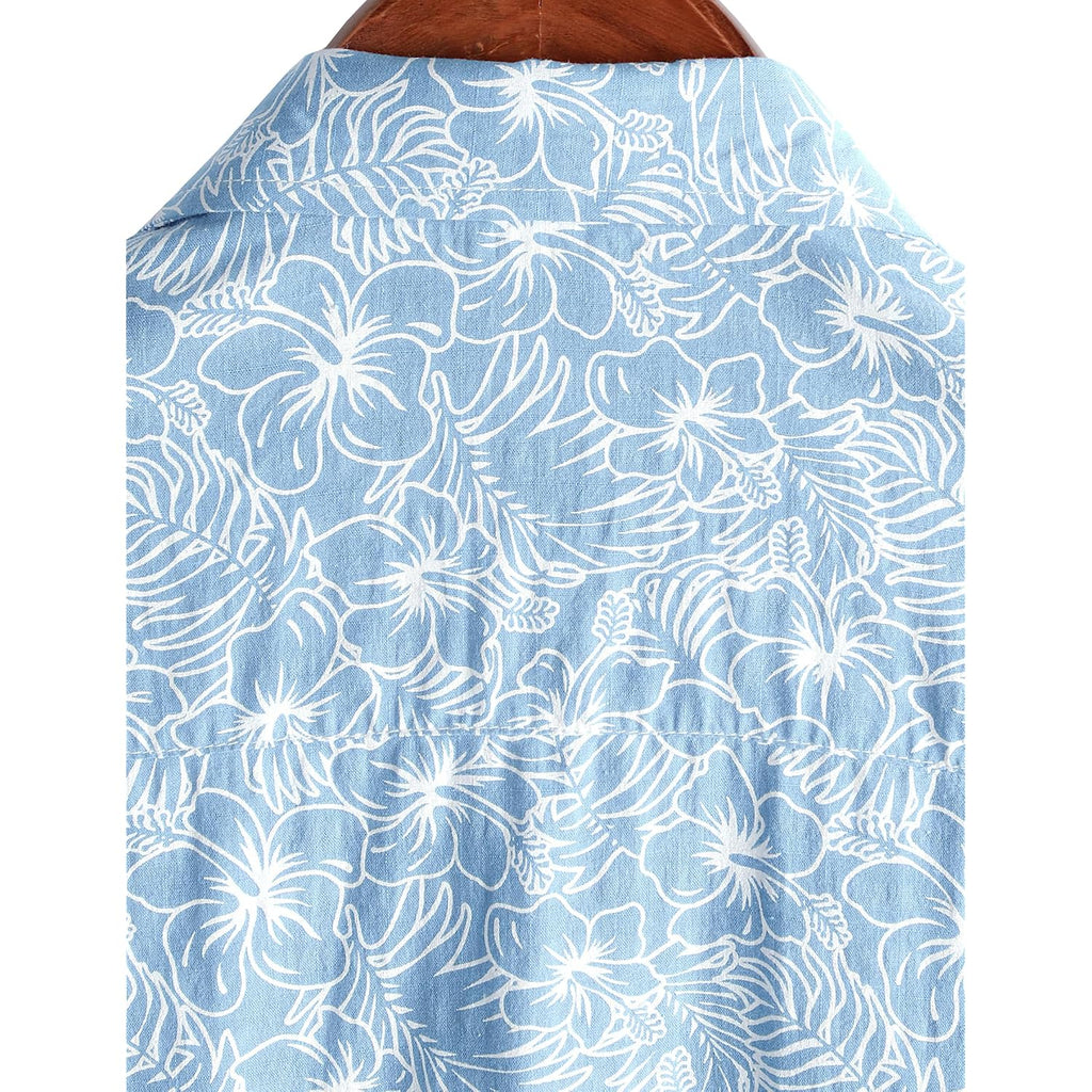 Mens Hawaiian Shirt Short Sleeve Button Down Cotton Floral Shirts Casual Tropical Beach Summer Shirts