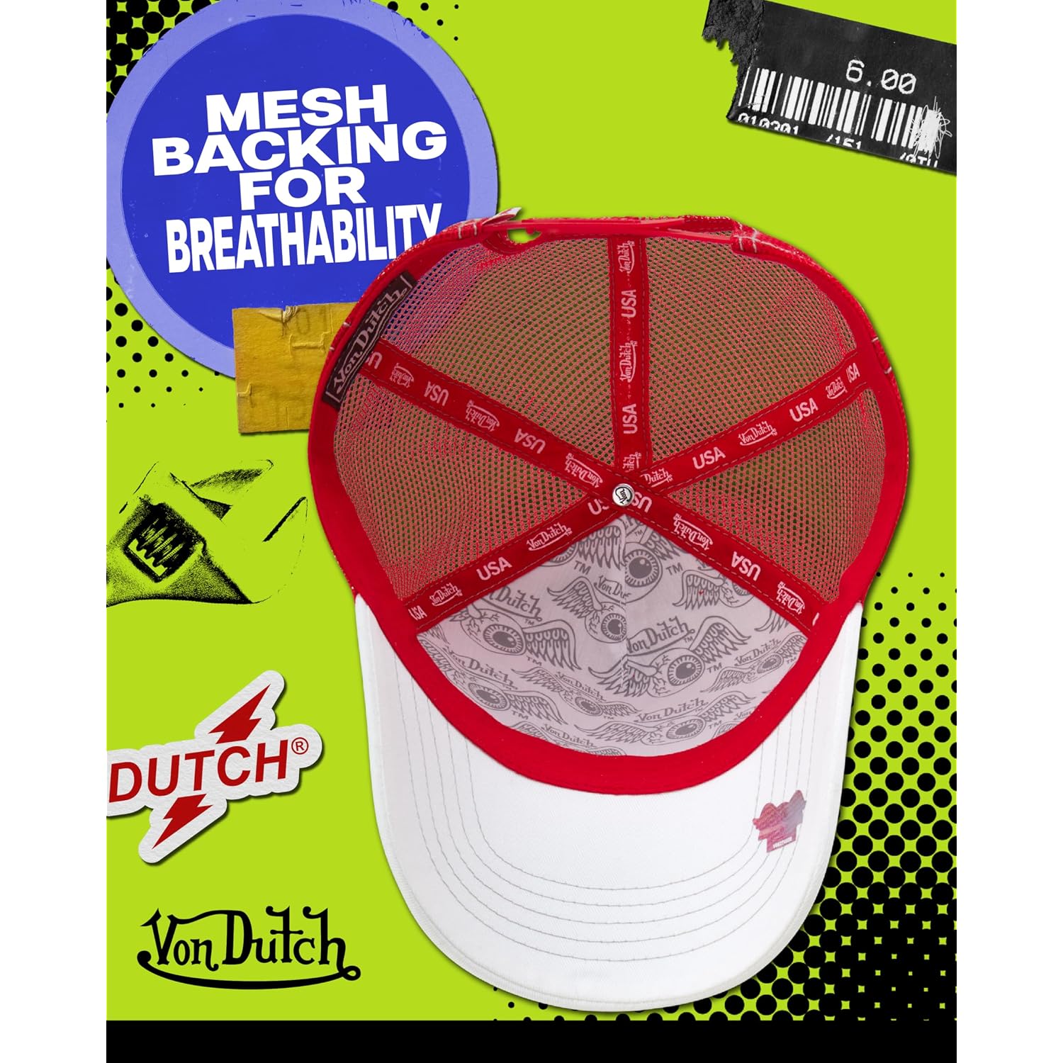 Von Dutch Unisex Trucker Hat - Curved Bill Mesh Back Retro Classic Colorblock Snapback Baseball Cap For Men And Women