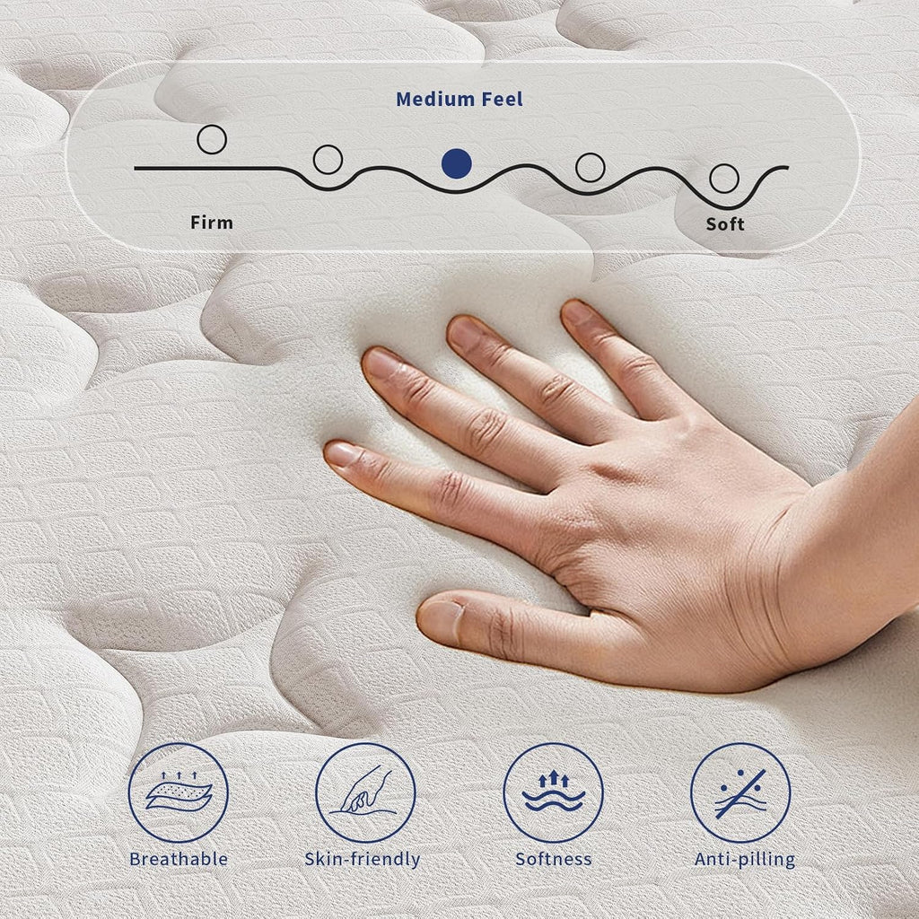 Queen Mattress, 12 Inch Queen Size Mattresses In A Box, Individually Wrapped Pocket Coils For Isolate Motion,Pressure Relief, Certipur-Us Certified, Support Comfort & Medium Firm