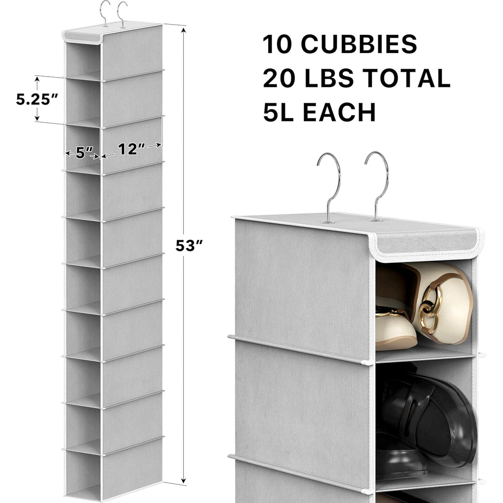 Simple Houseware 10 Shelves Hanging Shoes Organizer Holder For Closet, Grey