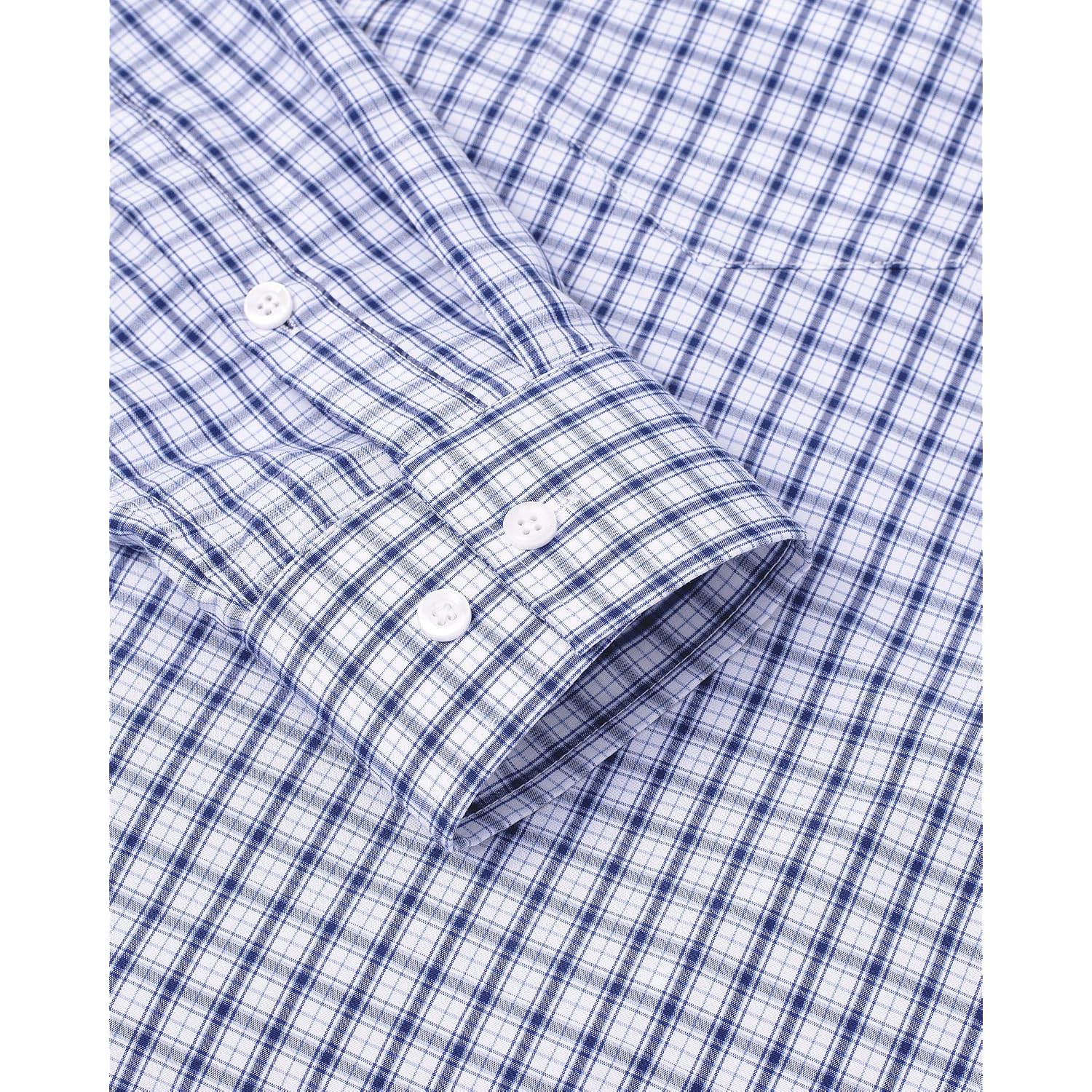 Alimens & Gentle Men'S Plaid Button Down Shirts Cotton Long Sleeve Dress Shirts Regular Fit Gingham Shirts